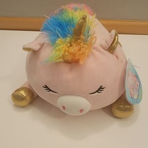Squishmallow Kellytoy Laying Cuddlers Ilene The Pink Unicorn Plush Pillow Toy